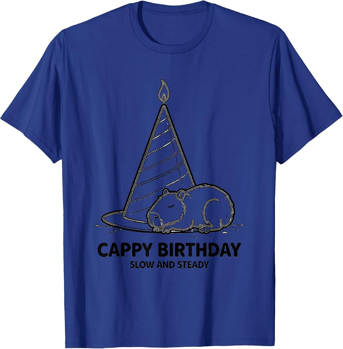 Men's Cappy Birthday Slow And Steady Cute Capybara Birthday Animal T-Shirt - Royal Blue