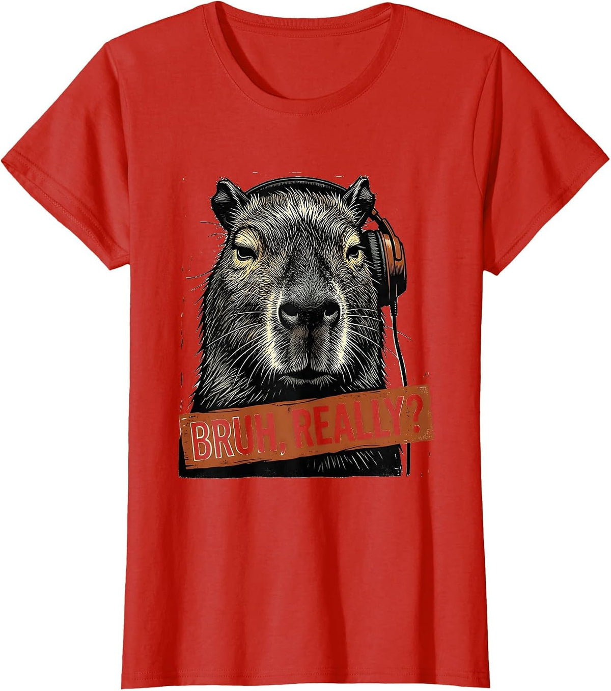 Bruh Really Funny Capybara Gamer Meme Humor T-Shirt - Red