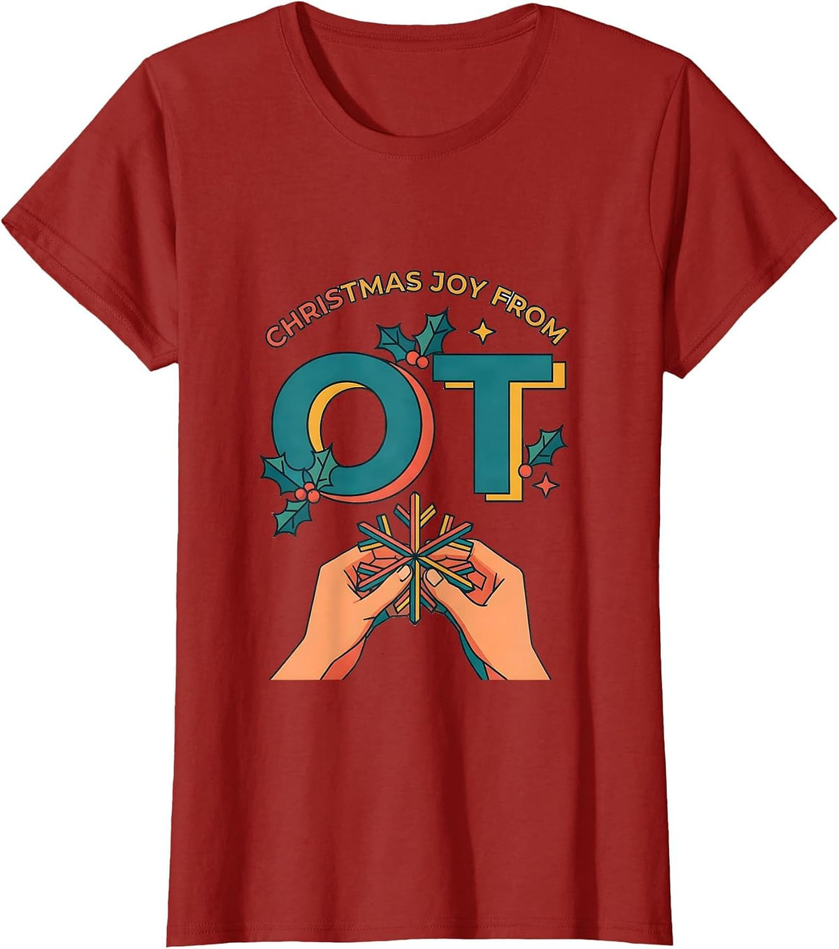 Women's Christmas Joy From OT Occupational Therapy Funny Gift T-Shirt - Cranberry Red