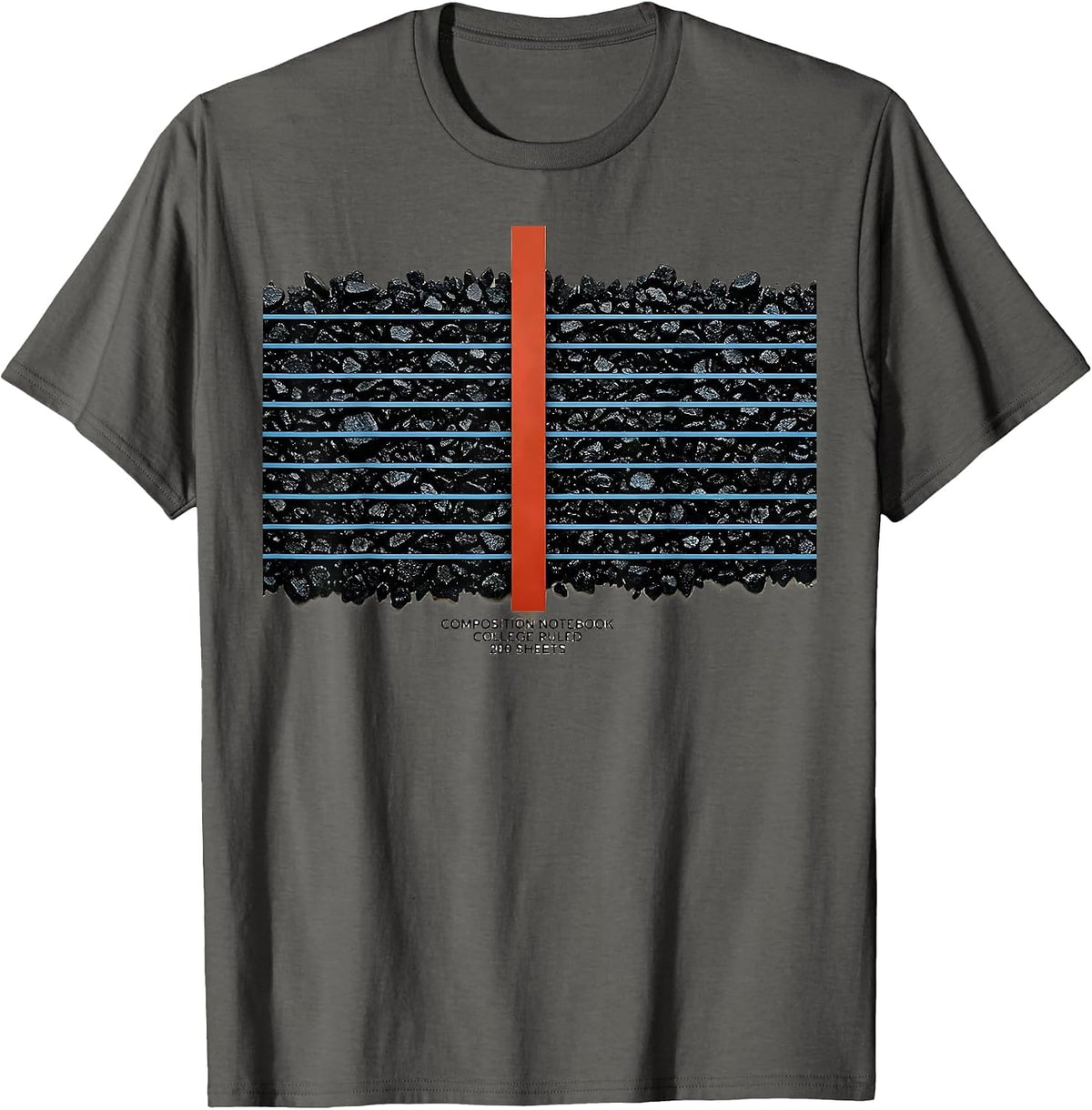 Men's Composition Notebook College Ruled 200 Sheets Teacher T-Shirt - Asphalt Grey