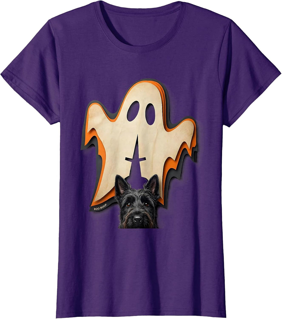 Women's Boo Boop Paper Cutout Funny Dog Ghost Dog Lover Halloween T-Shirt - Purple