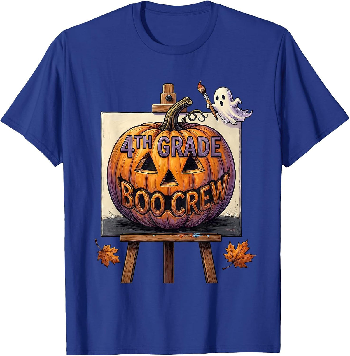 Men's 4th Grade Boo Crew Playful Halloween Teacher Student Group T-Shirt - Royal Blue