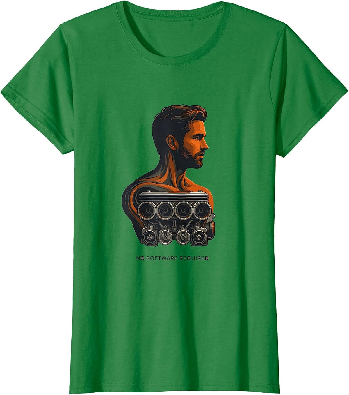 Women's No Software Required Funny Classic Car Grandpa Guy Humor T-Shirt - Kelly Green