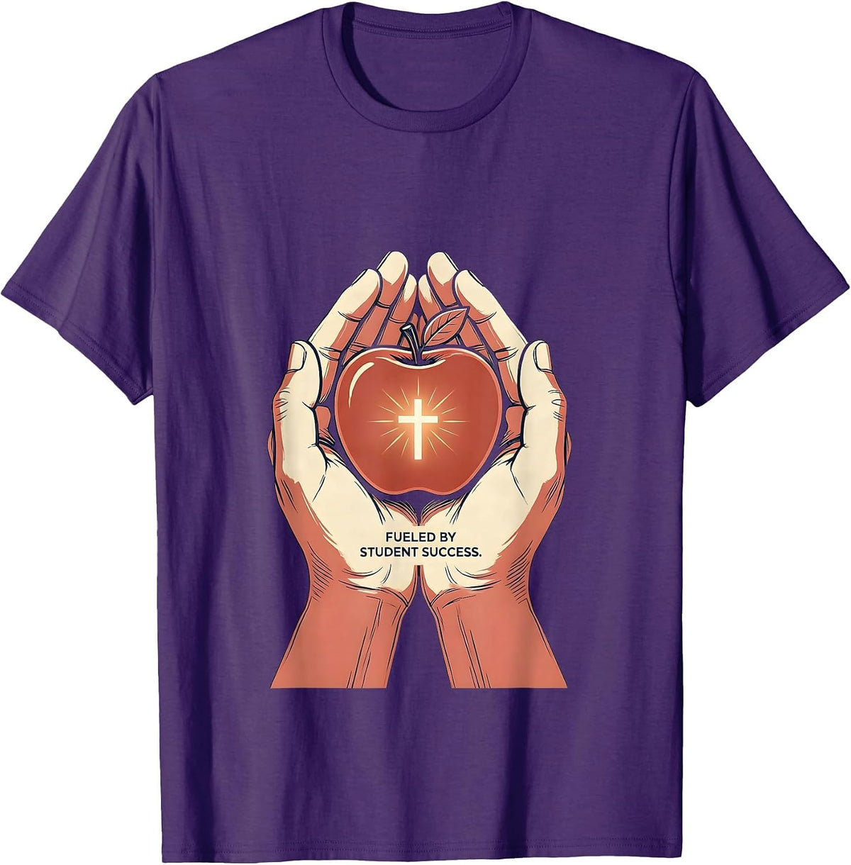 Men's Fueled By Student Success 4th Grade Teacher T-Shirt - Purple