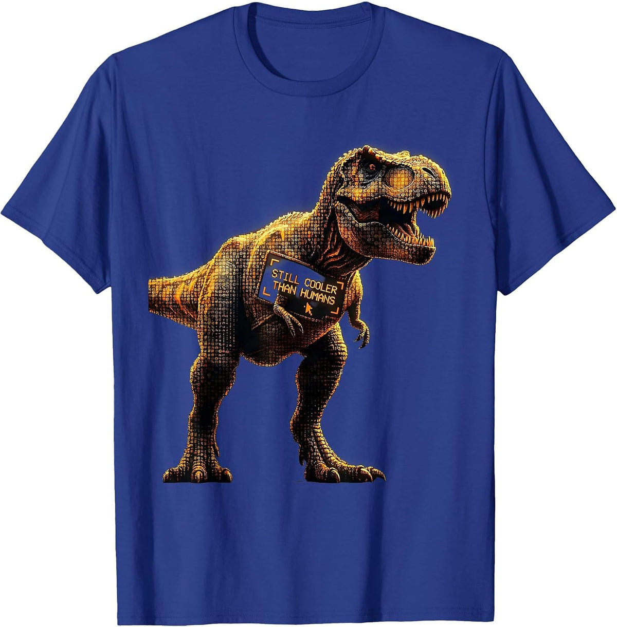 Still Cooler Than Humans Dinosaur Design T-Shirt - Royal Blue
