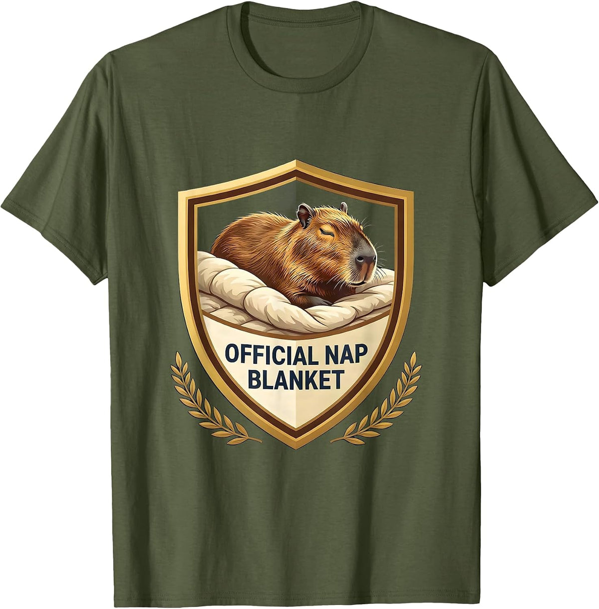 Official Nap Blanket Cute Capybara Sleep Humor T-Shirt - Olive Green