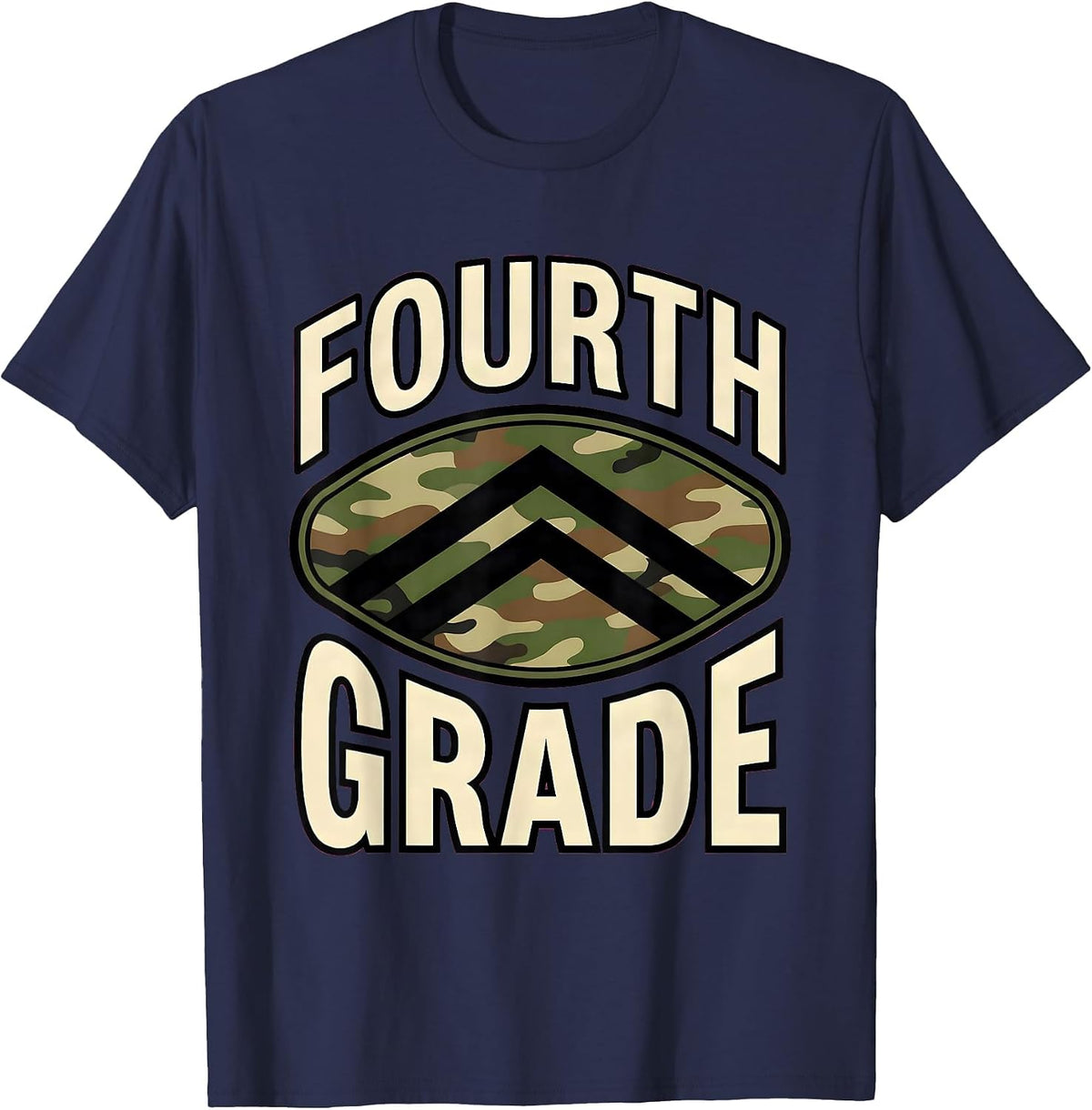 Fourth Grade Camo Back To School Boy Teacher Back To School T-Shirt - Navy Blue