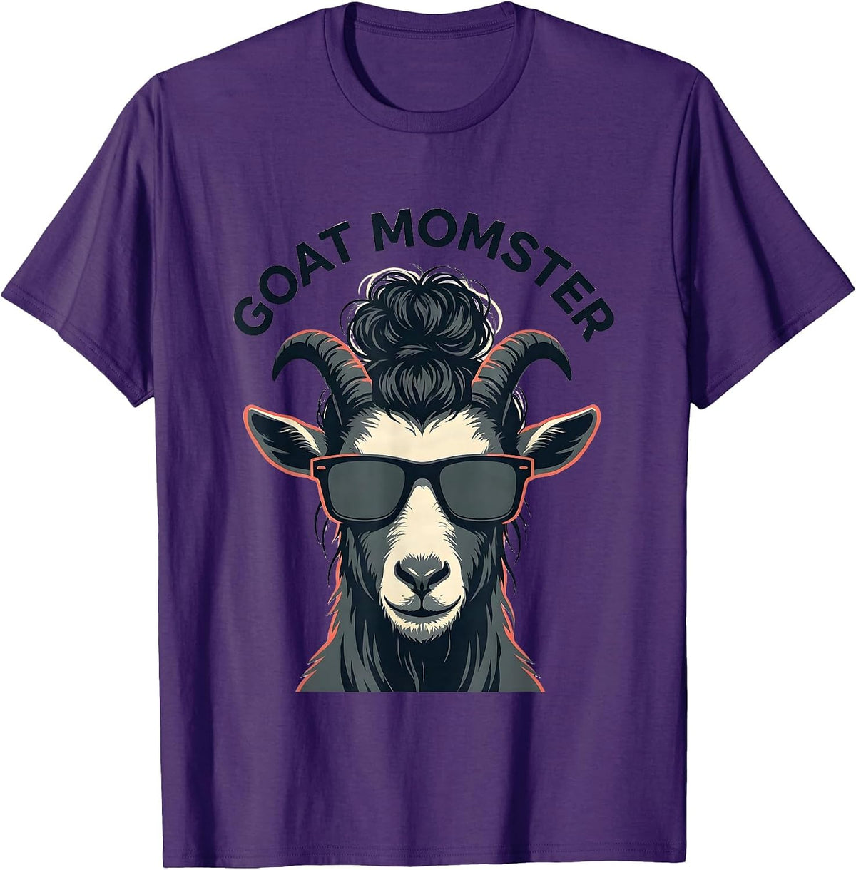 Goat Momster Funny Halloween Messy Bun Mom Costume T-Shirt - Purple