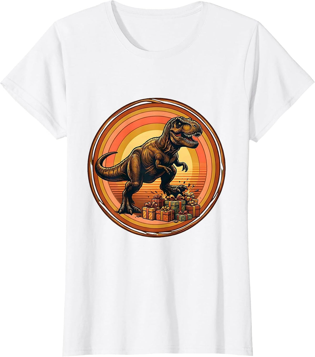 Women's Birthday Dinosaur Stomping Through Gifts T-Shirt - White