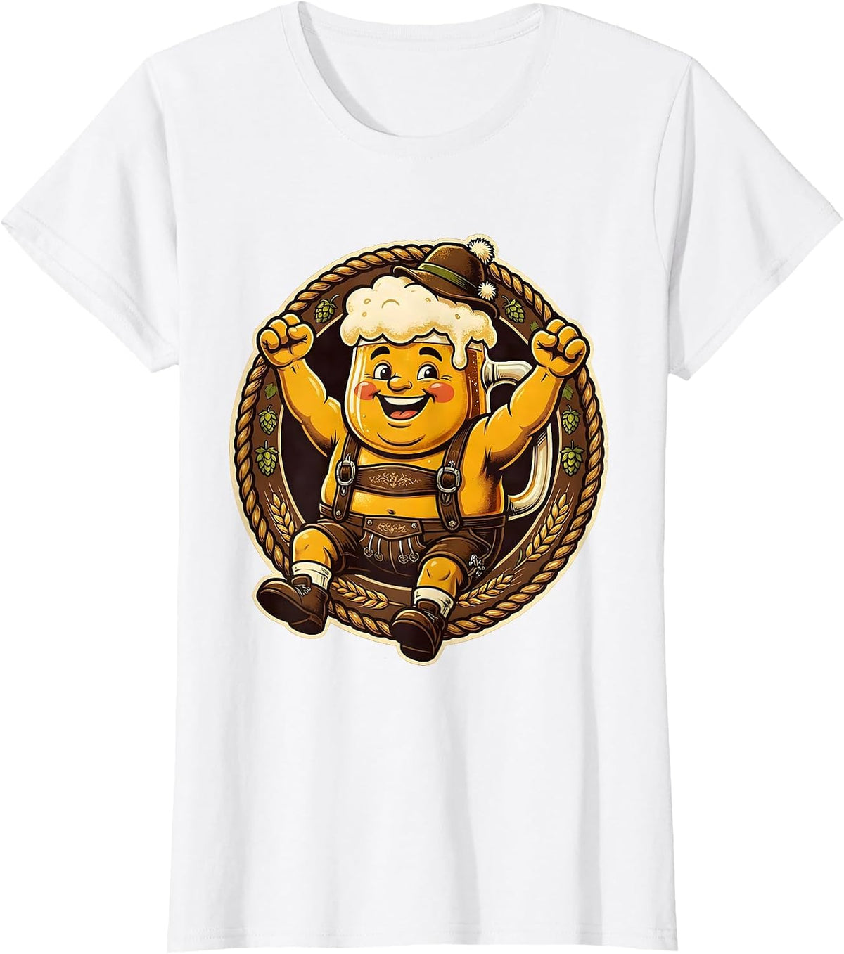 Oktoberfest Bavarian Beer Stein Celebration Design T-Shirt - White
