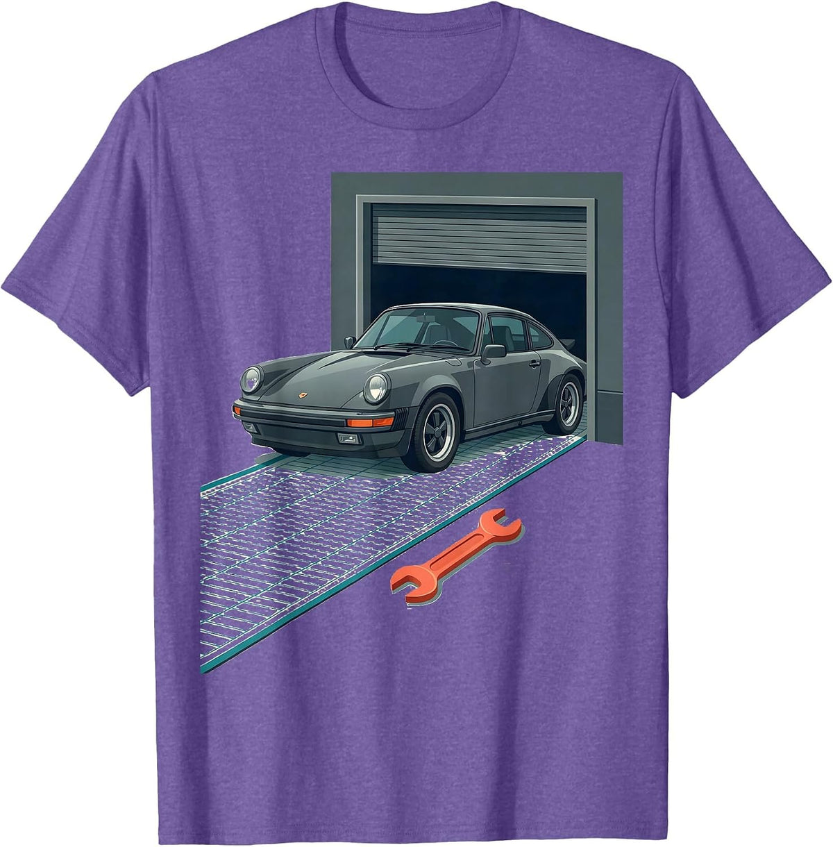 Men's Classic Coupe Mechanic Humor Flat Vector Car Guy T-Shirt - Purple Heather