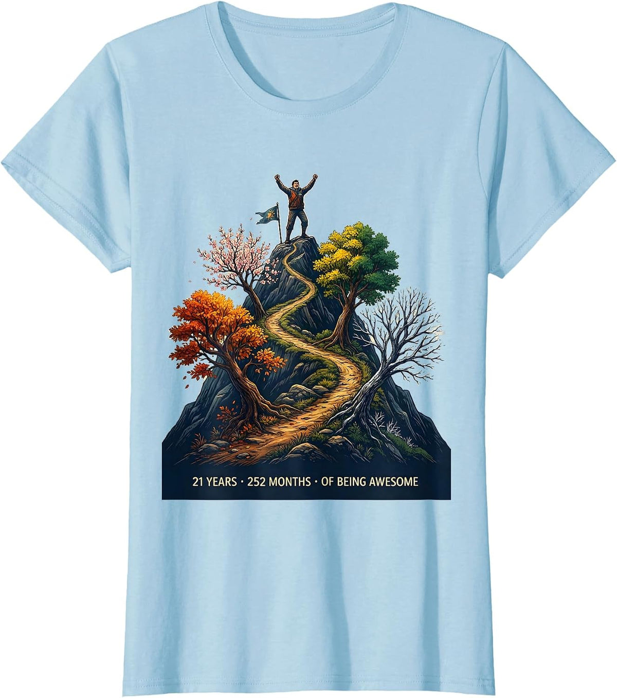 21 Years 252 Months Of Being Awesome Birthday Gift T-Shirt - Baby Blue