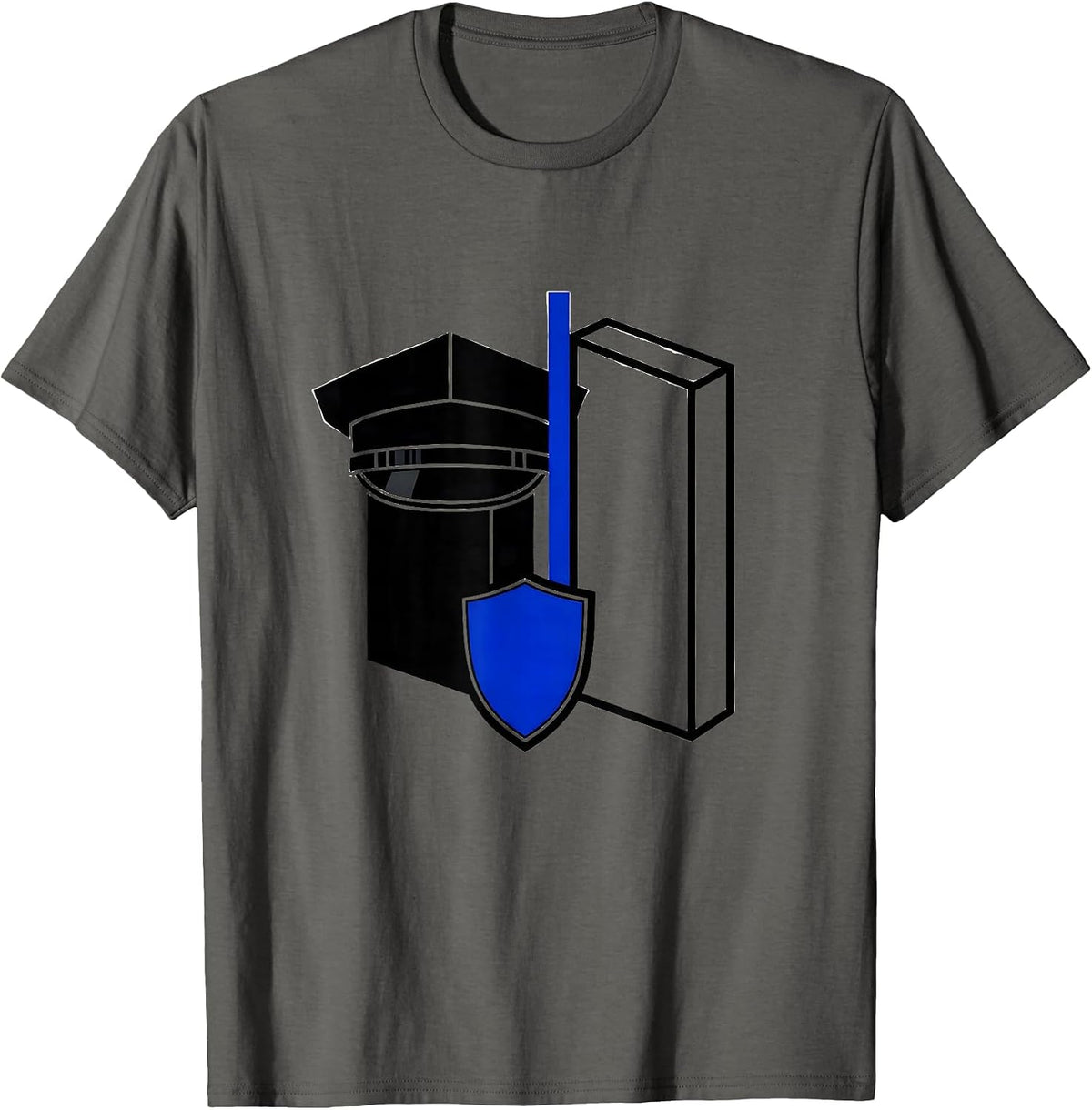 Police Cap Thin Blue Line Back the Blue Supporter T-Shirt - Asphalt Grey