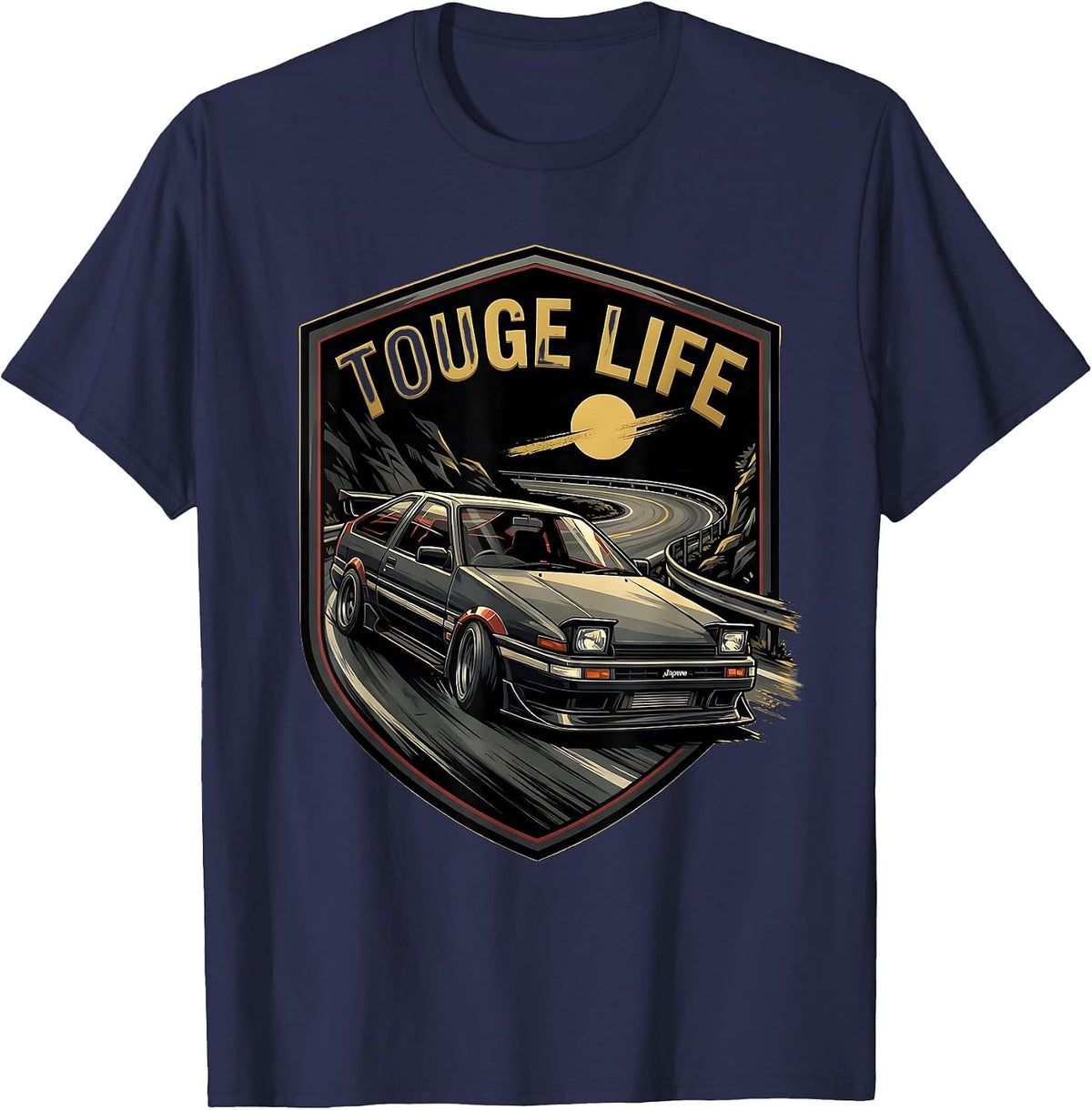 Men's Touge Life Custom JDM Drift Car Tuner Retro Vintage T-Shirt - Navy Blue
