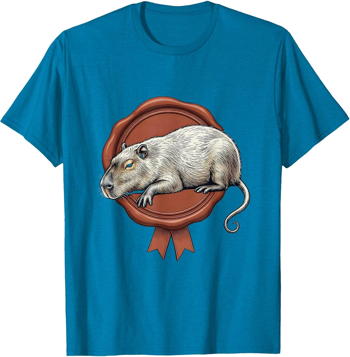 Capybara Wax Seal Funny Gamer Humor T-Shirt - Sapphire Blue