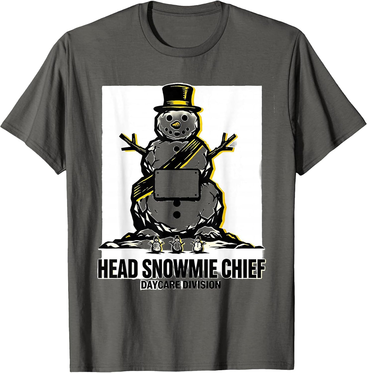 Head Snowmie Chief Daycare Division Funny Teacher Christmas T-Shirt - Asphalt Grey