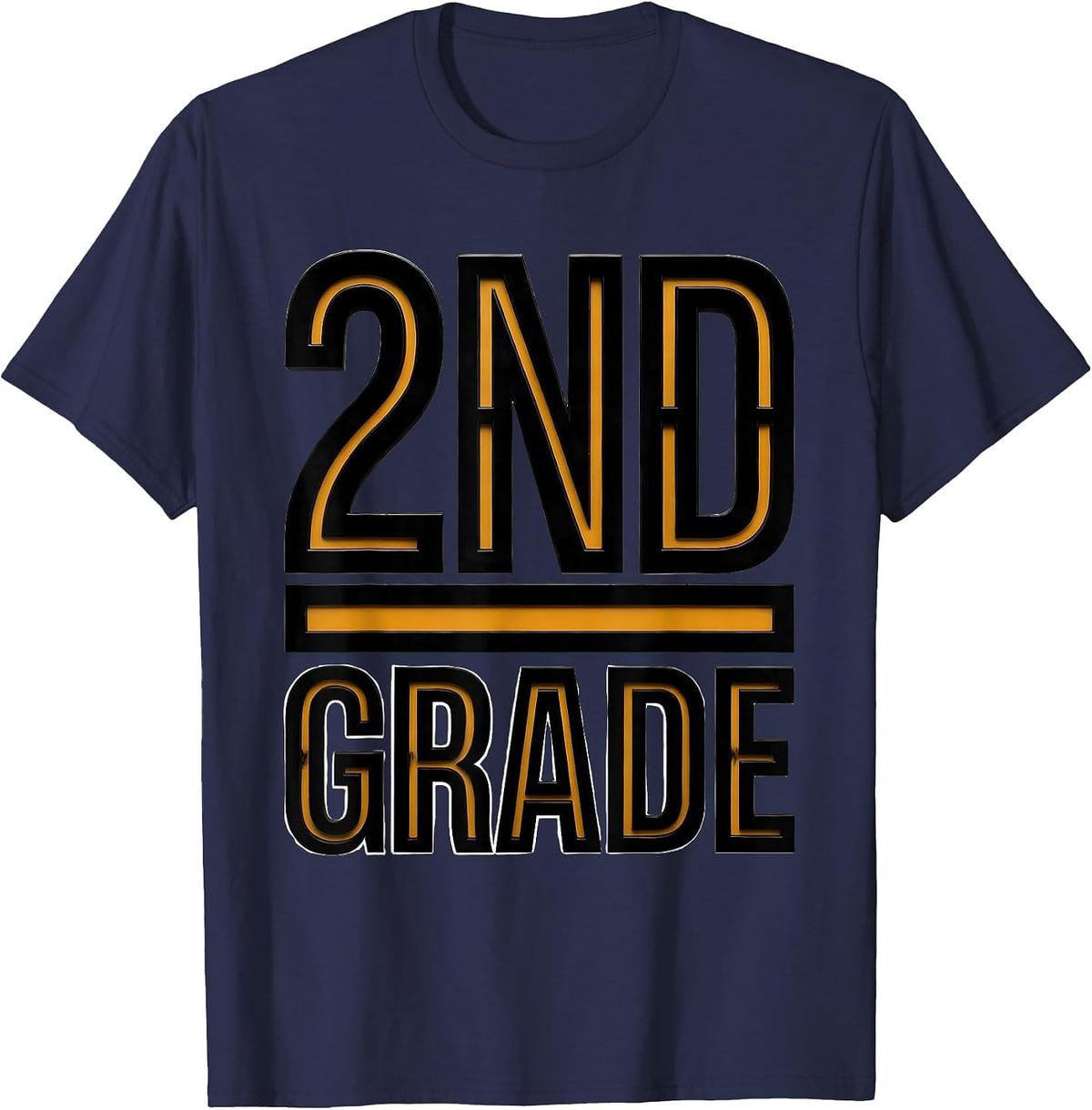 Men's Groovy 2nd Grade Back To School First Day of Second Grade T-Shirt - Navy Blue