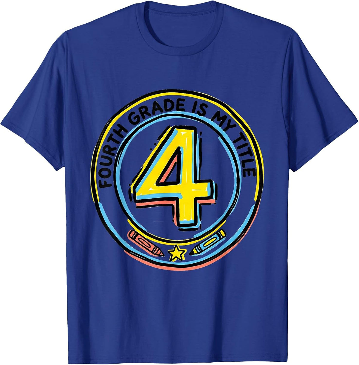 Fourth Grade Is My Title Cheerful Back To School Kids T-Shirt - Royal Blue