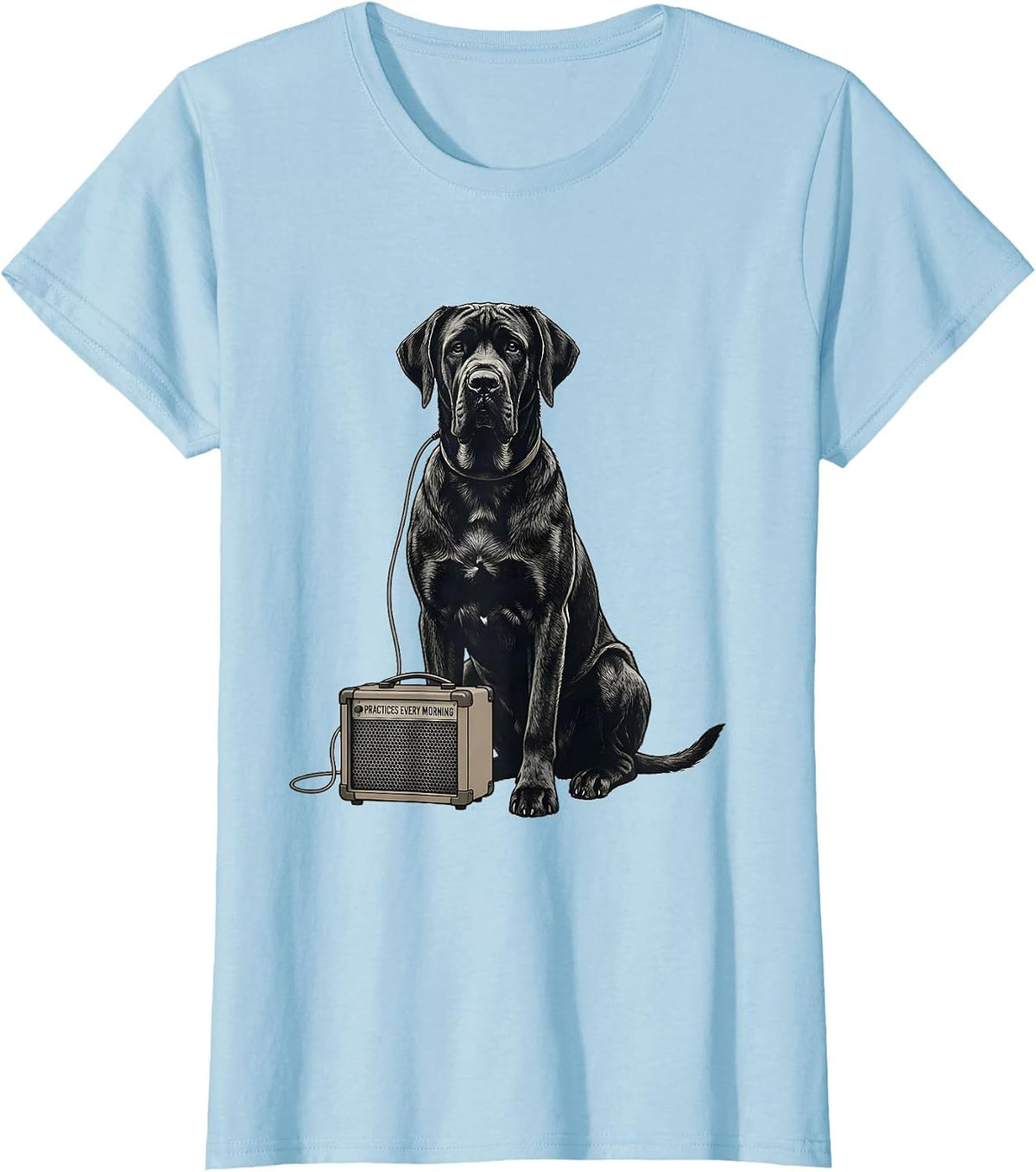 Practices Every Morning Great Dane Rock Guitarist Dog Lover T-Shirt - Baby Blue