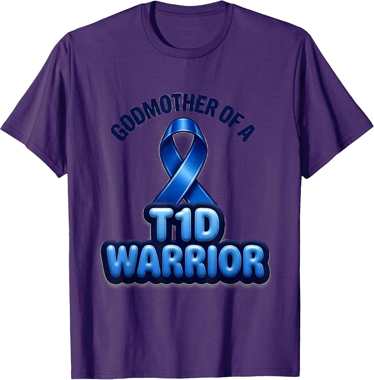 Men's Godmother Of A T1D Warrior Diabetes Awareness Support Squad T-Shirt - Purple