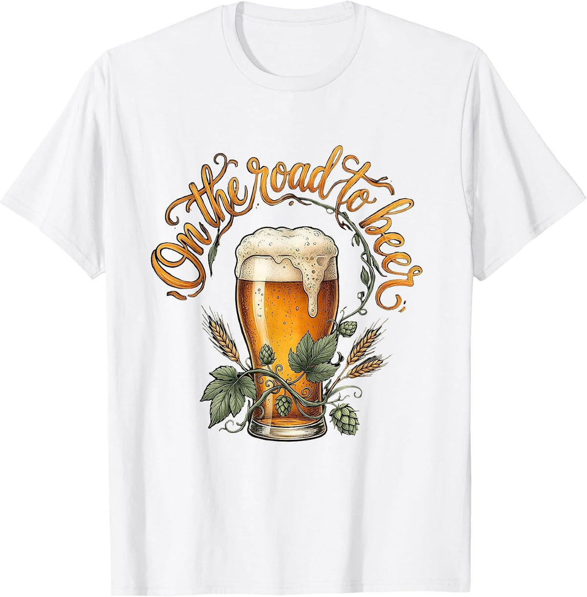 Men's On the Road to Beer Adventurer Design T-Shirt - White