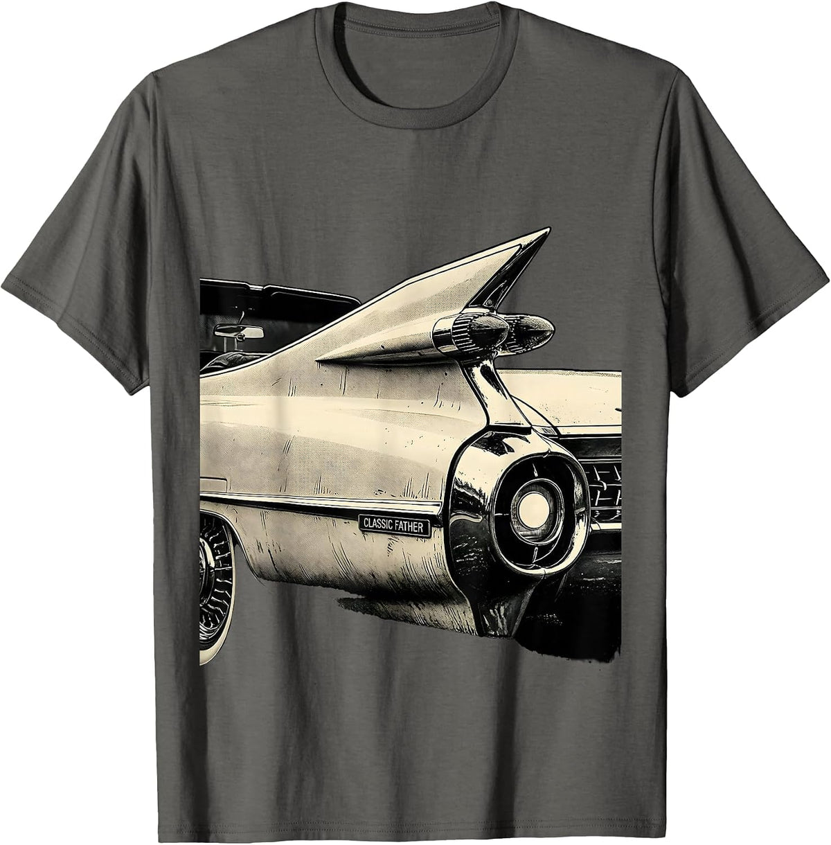 Classic Father Funny Old Man Guy Classic Car Graphic T-Shirt - Asphalt Grey
