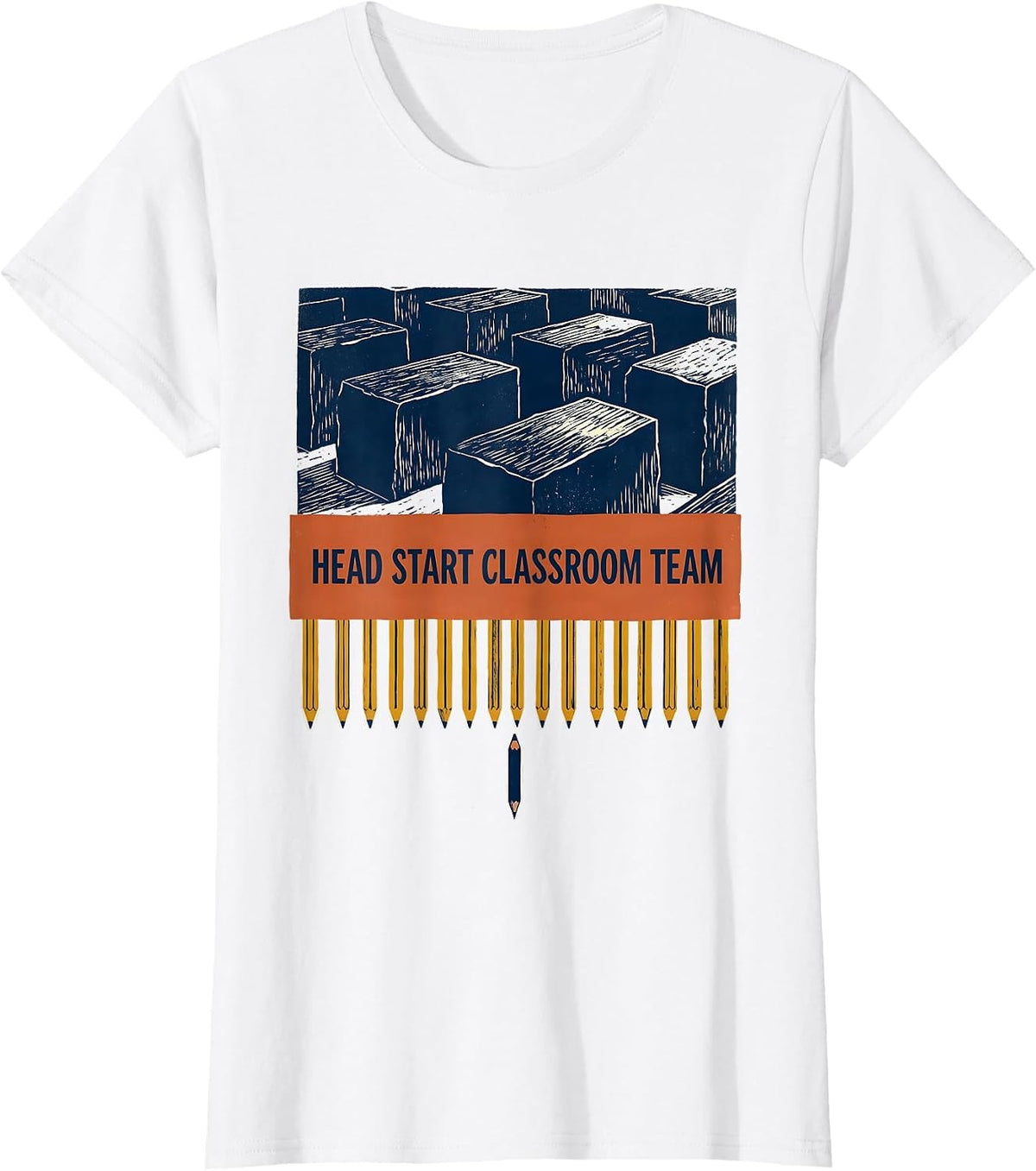 Head Start Classroom Team Linocut Early Childhood Educator T-Shirt - White
