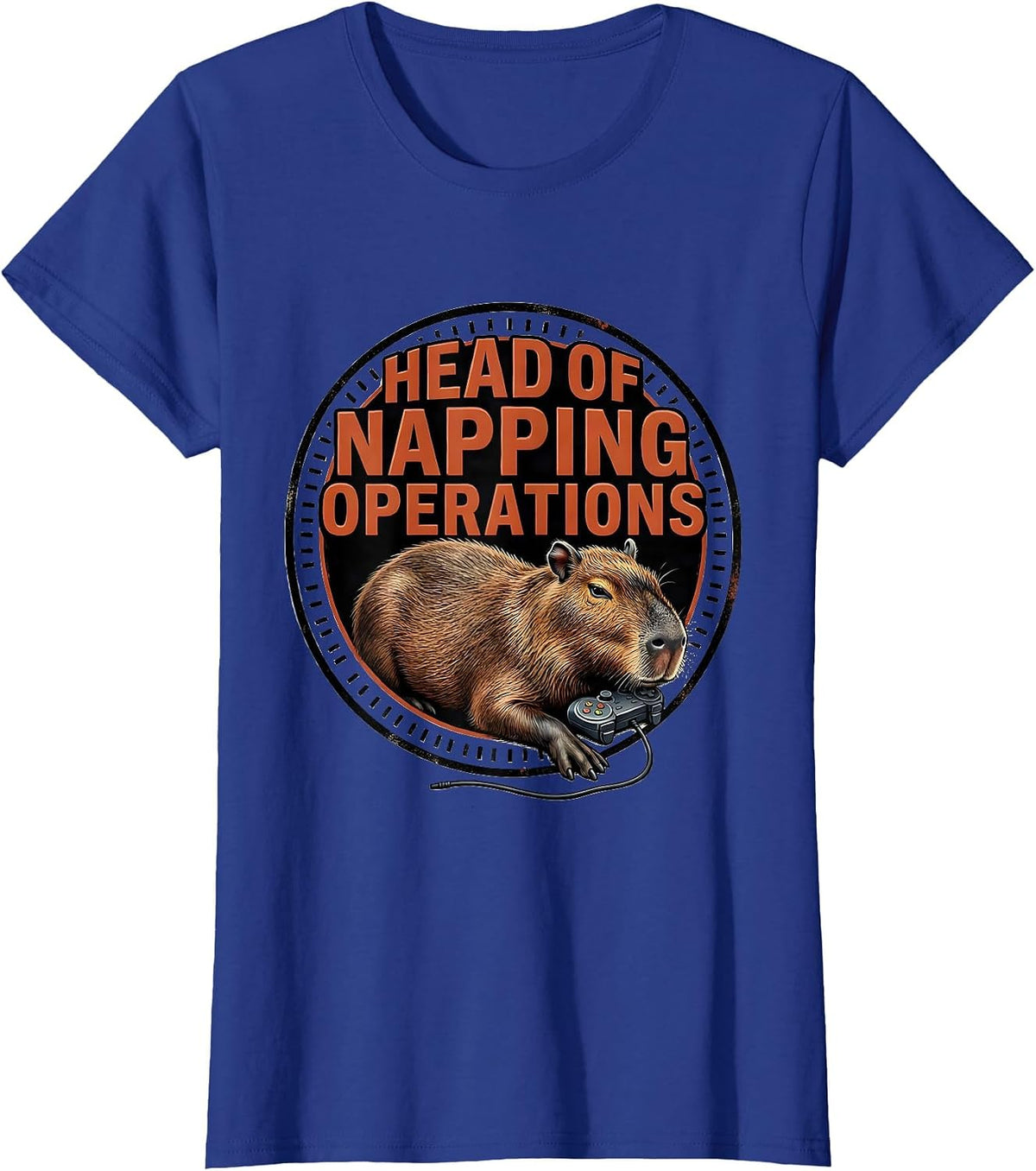 Women's Head of Napping Operations Funny Capybara Gamer Meme Humor T-Shirt - Royal Blue