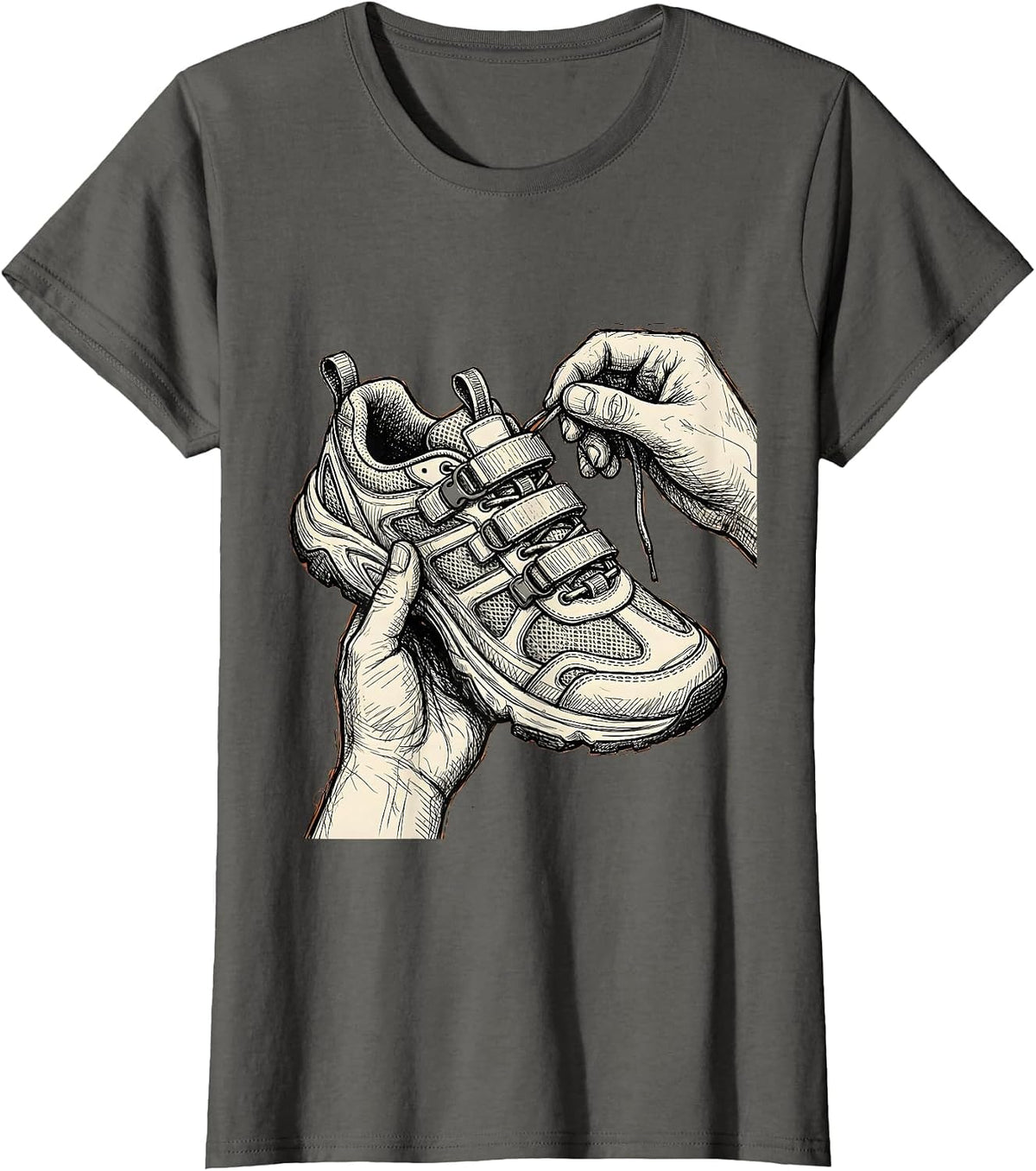 Women's Occupational Therapy Adaptive Shoe Lacing Graphic T-Shirt - Asphalt Grey