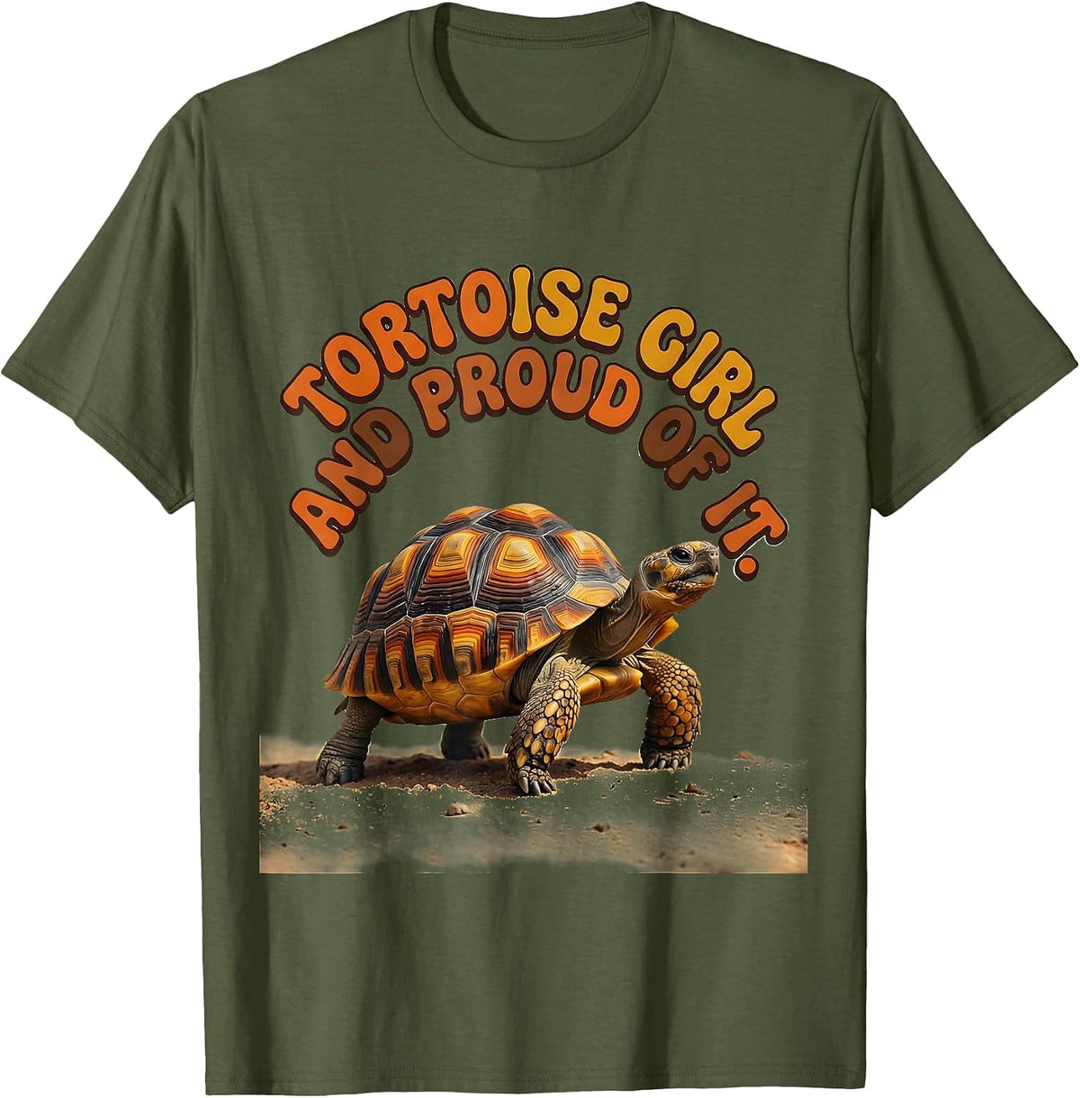 Men's Tortoise Girl And Proud Of It Retro 70s Turtle Lover Gift T-Shirt - Olive Green