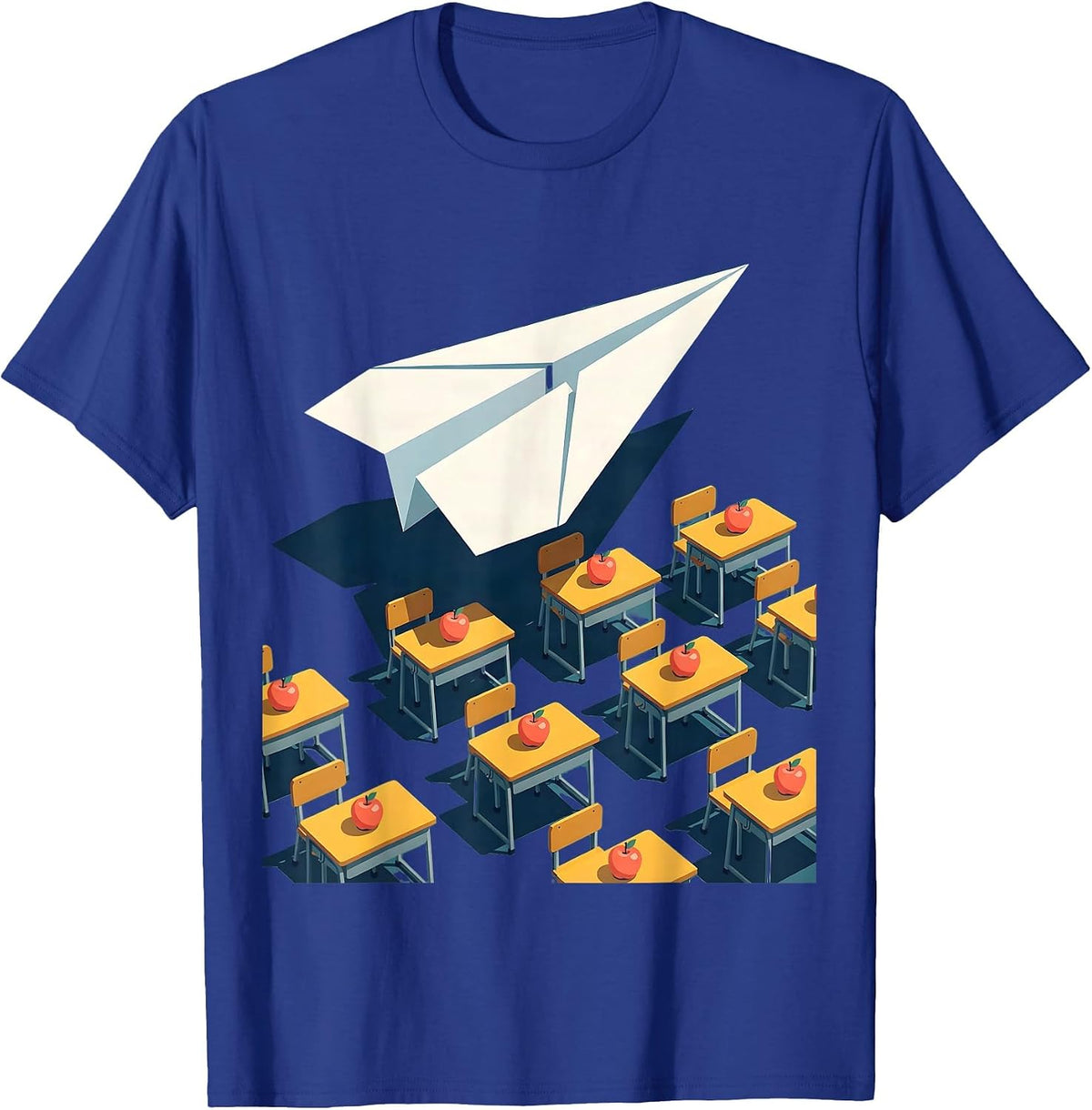 Men's First Grade Teacher Paper Airplane Classroom Art T-Shirt - Royal Blue