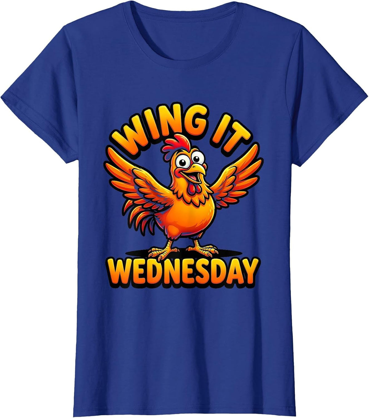 Wing It Wednesday Funny Chicken Design T-Shirt - Royal Blue
