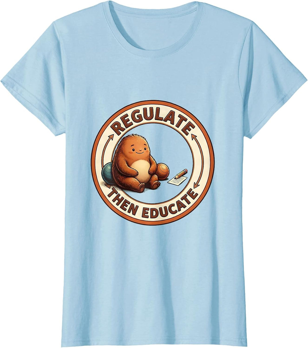 Women's Regulate, Then Educate Occupational Therapy Sensory T-Shirt - Baby Blue
