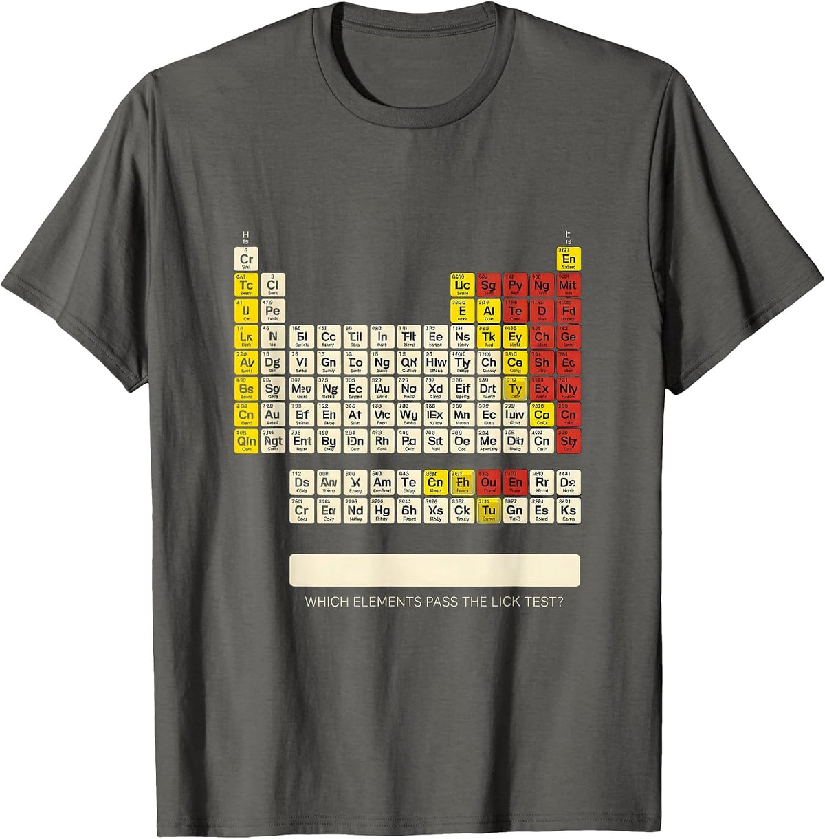 Men's Which Elements Pass The Lick Test? Funny Periodic Table T-Shirt - Asphalt Grey