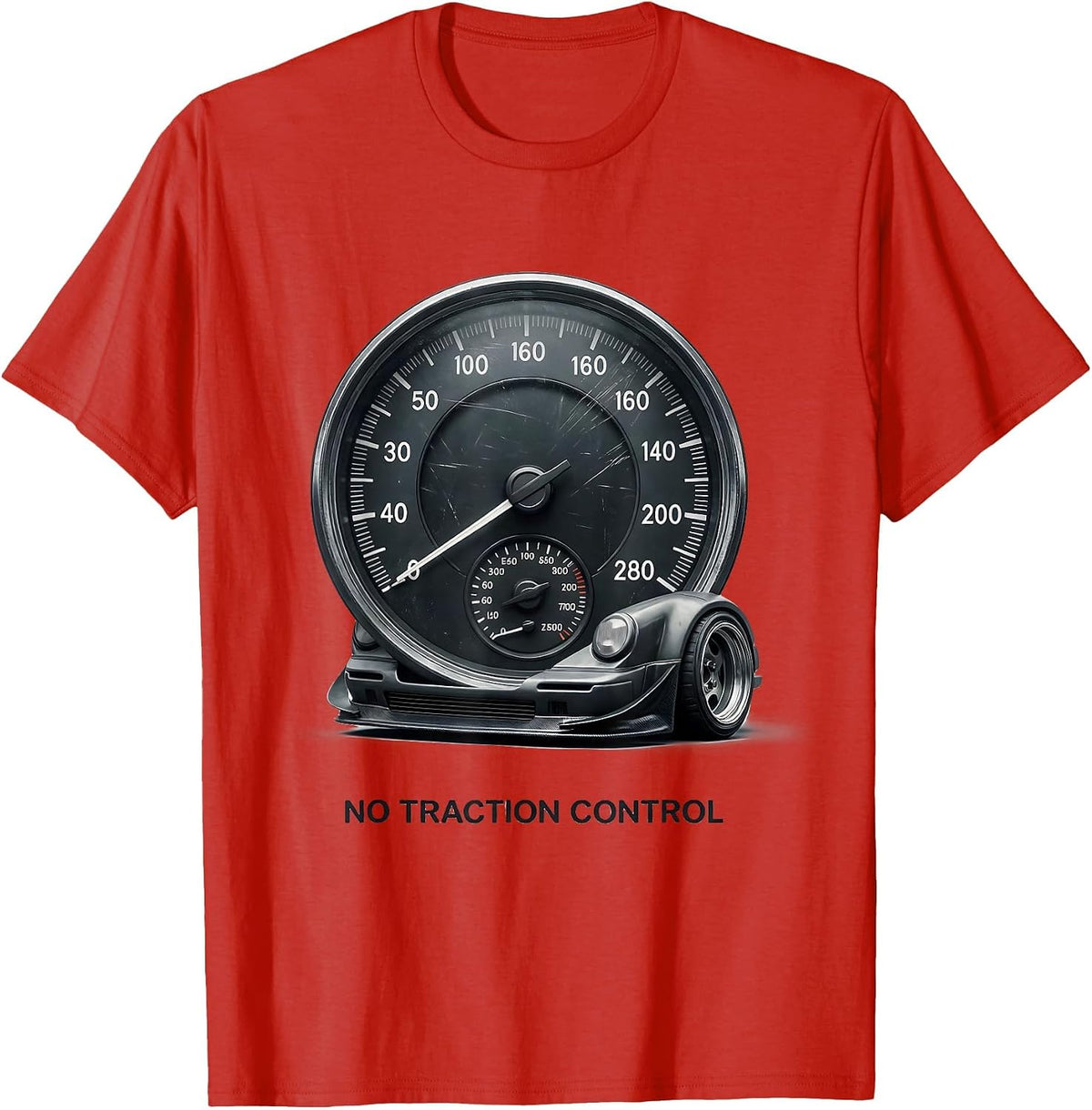 Men's No Traction Control Retro JDM Drift Car Tuner Nostalgia T-Shirt - Red