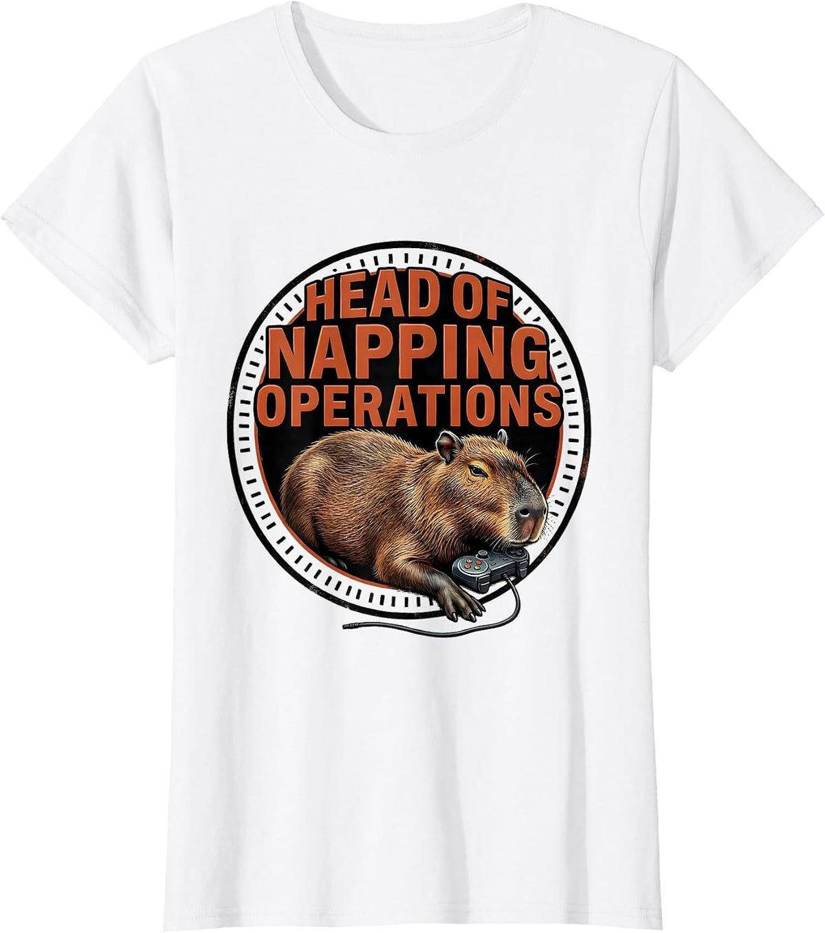 Women's Head of Napping Operations Funny Capybara Gamer Meme Humor T-Shirt - White
