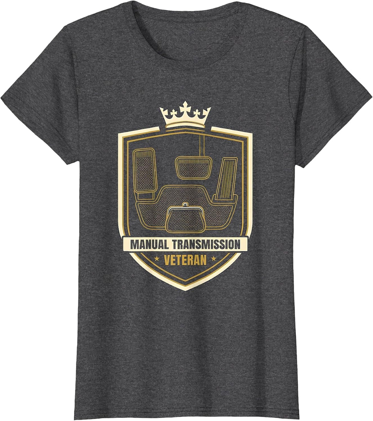 Women's Manual Transmission Veteran Classic Car Guy Stick Shift T-Shirt - Dark Heather Grey