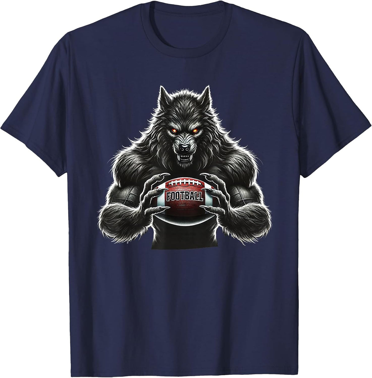 Werewolf Football Player Father Coach Halloween Costume 2026 T-Shirt - Navy Blue