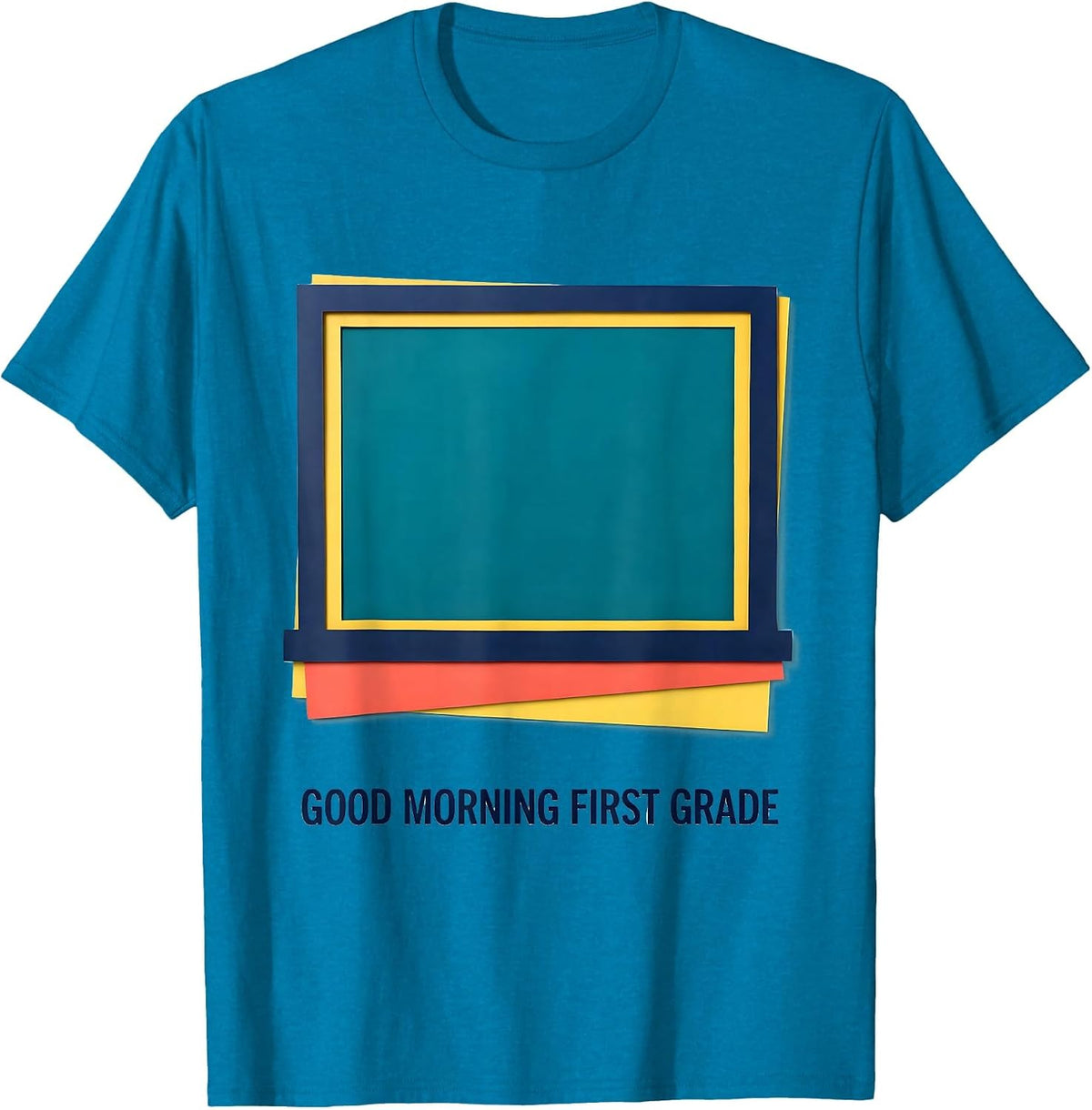 Good Morning First Grade Paper Cutout Back To School T-Shirt - Sapphire Blue