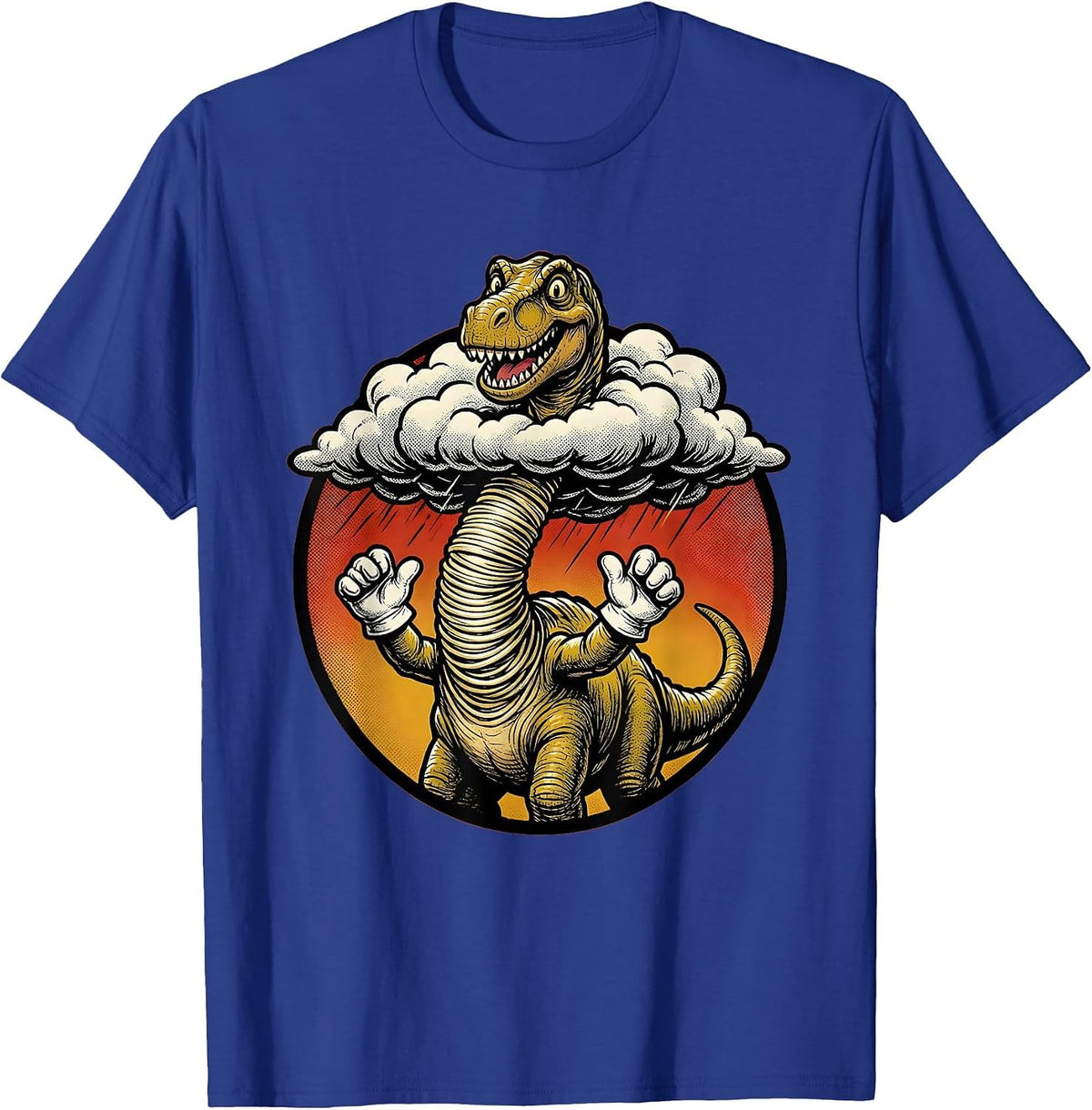 Brachiosaurus Above the Storm Clouds Dinosaur T-Shirt - Royal Blue