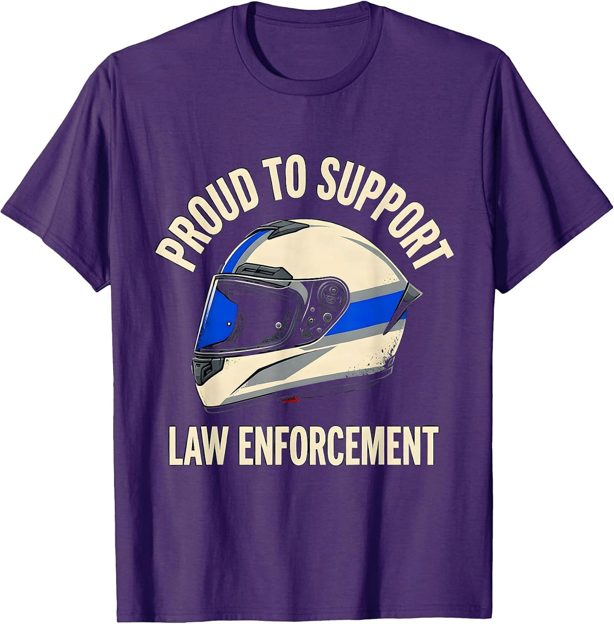 Proud To Support Law Enforcement Thin Blue Line Police T-Shirt - Purple