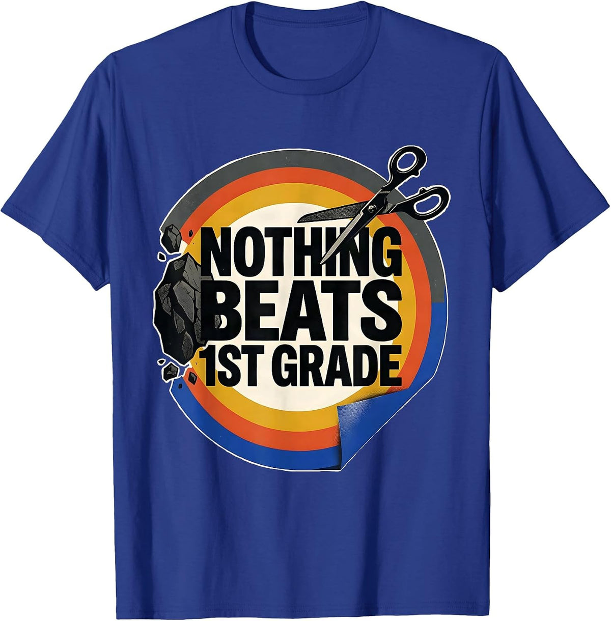 Men's Nothing Beats 1st Grade Back to School Rock Paper Scissors T-Shirt - Royal Blue