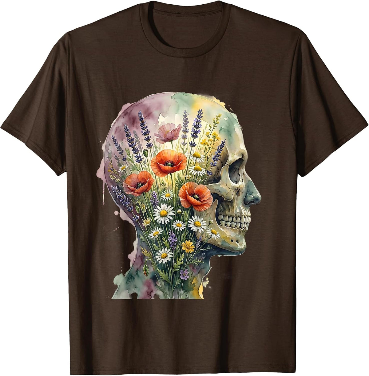 Mental Health Matters Wildflower Mind Graphic T-Shirt - Brown