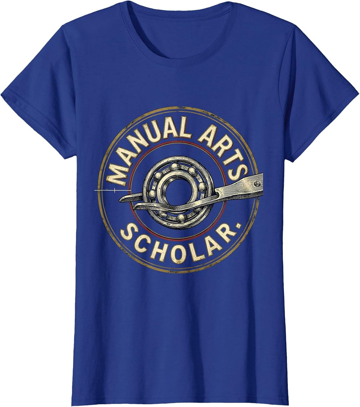 Women's Manual Arts Scholar Vintage Car Guy Manual Transmission T-Shirt - Royal Blue