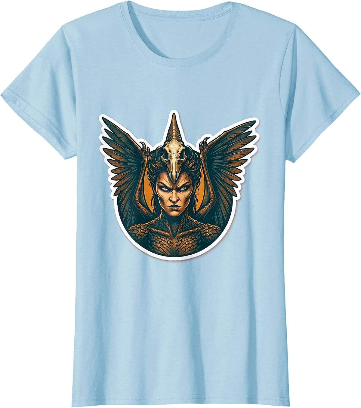 Fierce Pterodactyl Wing Cloak Dinosaur Warrior T-Shirt - Baby Blue