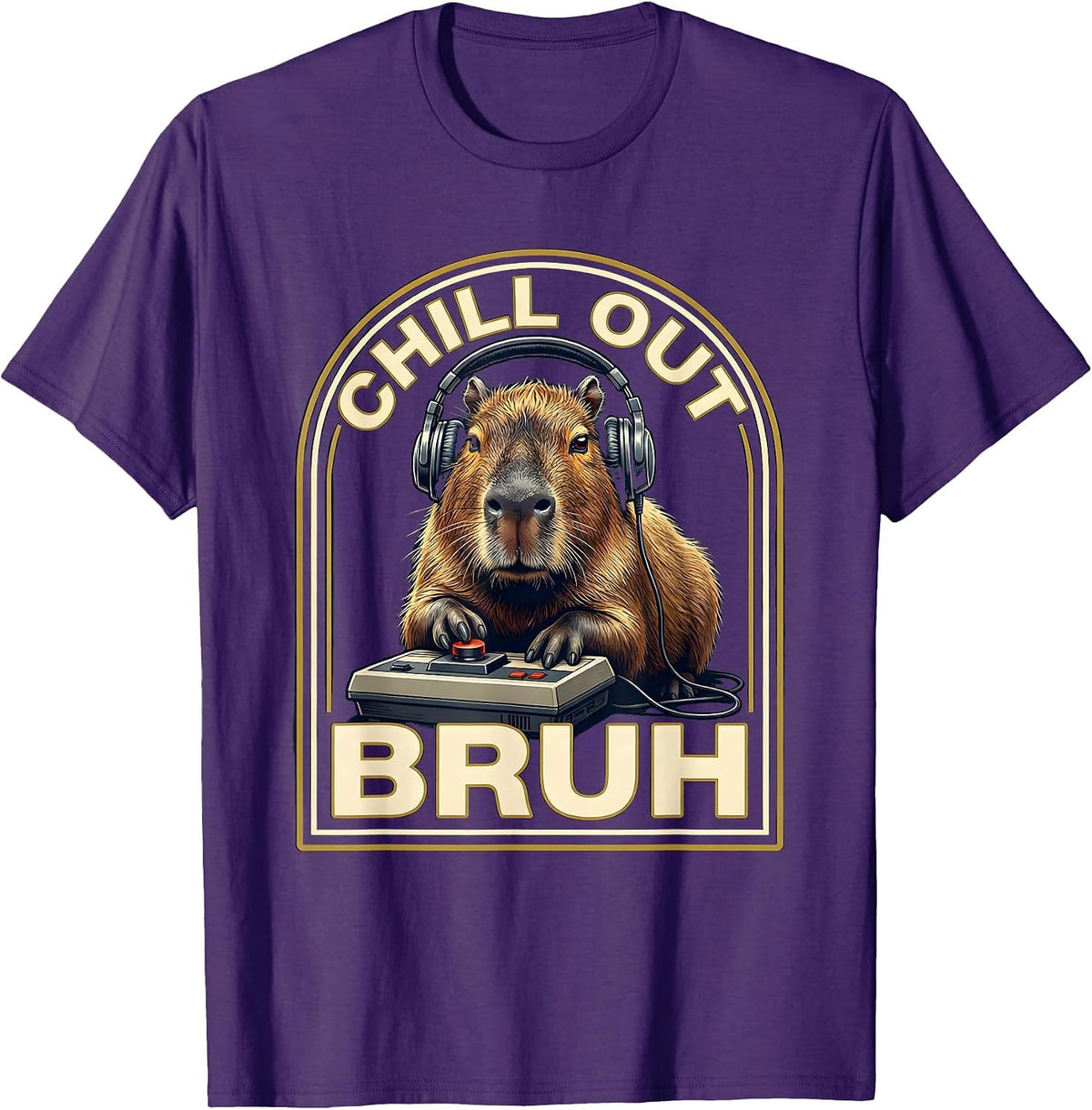 Chill Out, Bruh Funny Capybara Gamer Meme Humor T-Shirt - Purple