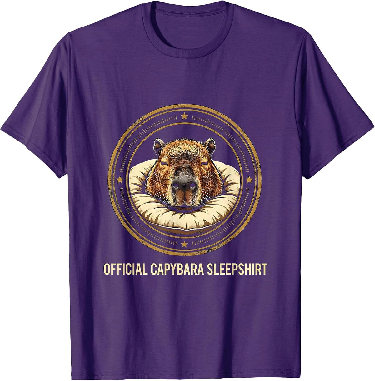 Official Capybara Sleepshirt Cute Whimsical Humor Sleepwear T-Shirt - Purple