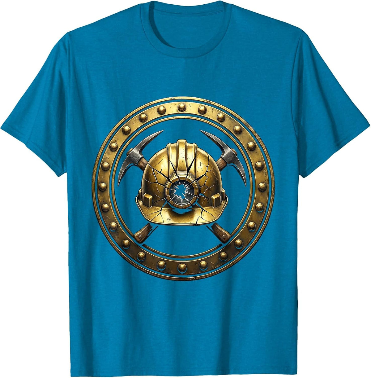 Labor Day Coal Miner Helmet Graphic T-Shirt - Sapphire Blue