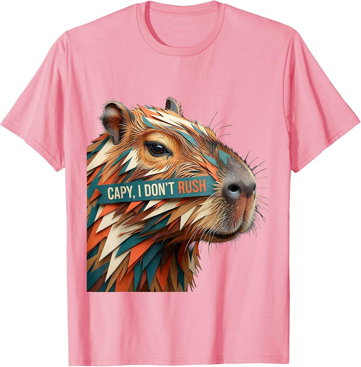 Men's Capy, I Don't Rush Funny Capybara Meme Gamer Humor T-Shirt - Pink