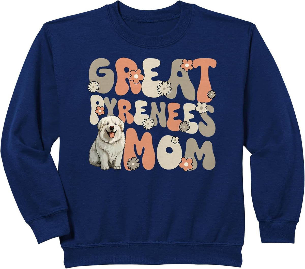 Great Pyrenees Dog Groovy World's Best Great Pyrenees Mom Sweatshirt - Navy Blue
